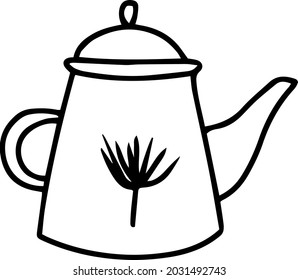 teapot with a heart . Vector isolated tea couple