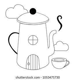 
Teapot home concept creative drawing illustration 