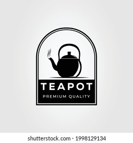 teapot and hot tea drink logo vector illustration design