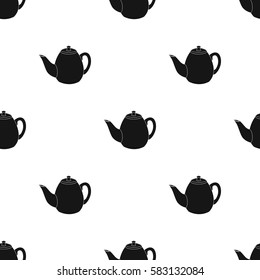 Teapot icon in black style isolated on white background. England country pattern stock vector illustration.