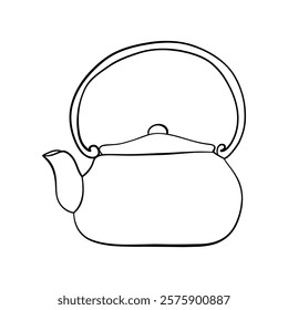 teapot icon. black and white illustration. vector graphic