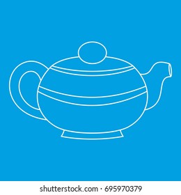 Teapot icon blue outline style isolated vector illustration. Thin line sign