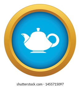 Teapot icon blue vector isolated on white background for any design