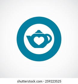 teapot icon bold blue circle border, white background  