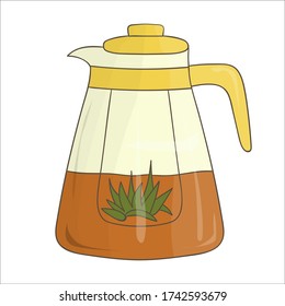 Teapot icon. Bright tea pot vector illustration. Colored kettle isolated on white background. Doodle style kitchen equipment