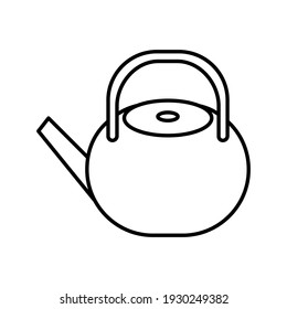 Icono de la tetera. Caldera. Utensilios de cocina, utensilios domésticos, utensilios metálicos para la ceremonia del té.Ilustración vectorial