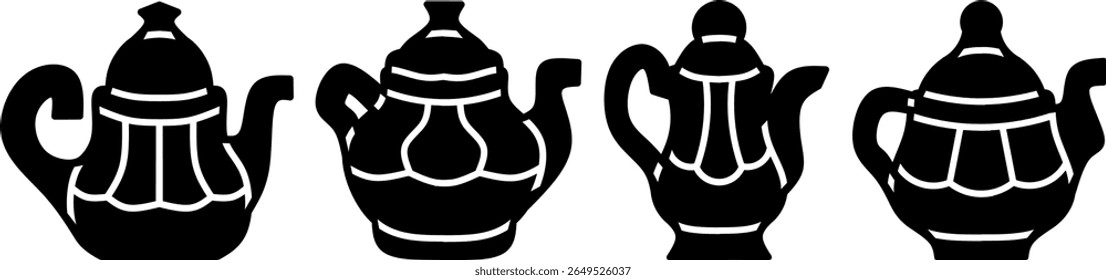 Teapot icon collection. Stock vector illustration.