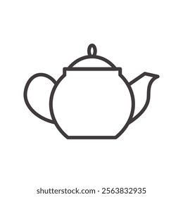 Teapot Icon Depicting a Traditional Tea Kettle in Black and White