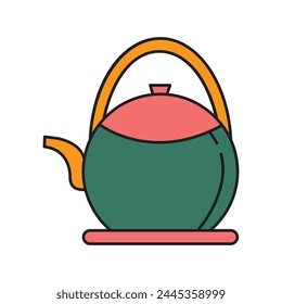 Teapot Icon Design. with a simple line and color illustration design