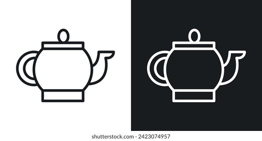 Teapot icon designed in a line style on white background.
