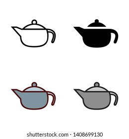 Teapot Icon in Different Color and Style