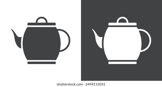 Teapot icon Flat set in black and white color outline vector