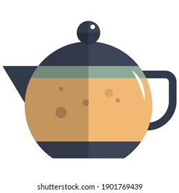 Teapot icon, flat vector illustration isolated on white background. Serving tea, coffee kettle pot.