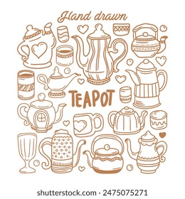 teapot icon hand drawn element vector