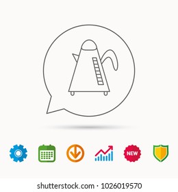 Teapot icon. Kitchen kettle sign. Hot drink appliance tool. Calendar, Graph chart and Cogwheel signs. Download and Shield web icons. Vector