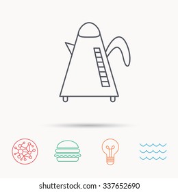Teapot icon. Kitchen kettle sign. Hot drink appliance tool. 