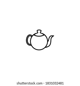 Teapot icon. Kitchen and utensil icon. Simple, flat, black, outline.