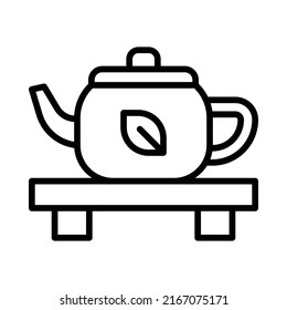 Teapot Icon. Line Art Style Design Isolated On White Background