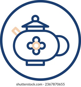 Teapot icon line rounded beige blue colour chinese new year vector element and symbol perfect.