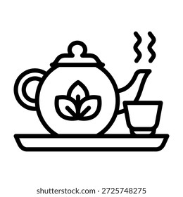 Ilustração de vetor de estilo de linha de ícone de bule