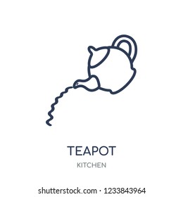 teapot icon. teapot linear symbol design from Kitchen collection. Simple outline element vector illustration on white background
