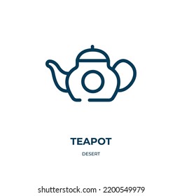 Teapot icon. Linear vector illustration from desert collection. Outline teapot icon vector. Thin line symbol for use on web and mobile apps, logo, print media.