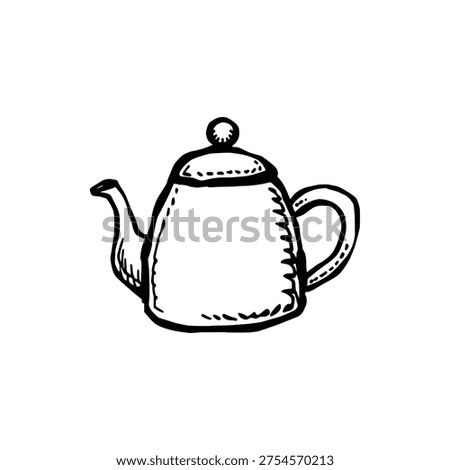 Teapot icon logo design. Tea kettle sign and symbol. Teapot icon. Hand drawn kitchen doodle for cafe and breakfast.