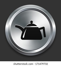 Teapot Icon on Metallic Button Collection