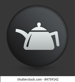 Teebeutel-Symbol auf der Runde Schwarz-Button-Kollektion Original-Illustration