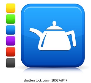 Teapot Icon on Square Internet Button Collection