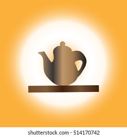 teapot  Icon on table floor isolated on Orange background . Vector illustration with eps 10