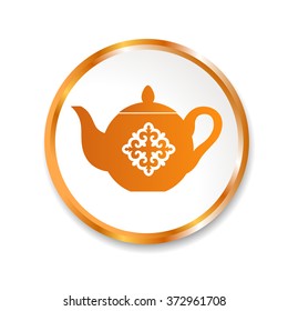 Teapot icon with ornament Vector illustration