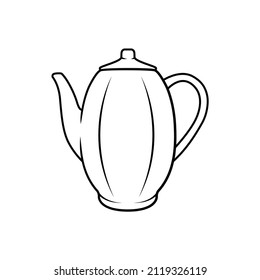 Teapot Icon in Outline Style on a White Background Suitable for Kettle, Drink, Decoration Icon. Isolated