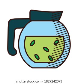 icono de tetera sobre fondo blanco, estilo de dibujo a mano, ilustración vectorial