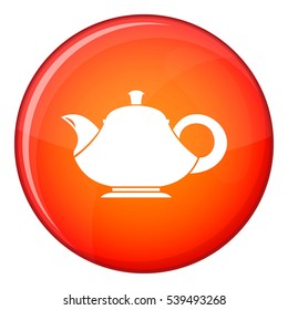 Teapot icon in red circle isolated on white background vector illustration