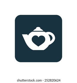 teapot icon Rounded squares button, on white background 
