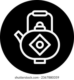 Icono de la tetera color blanco redondeado elemento vectorial de año nuevo chino y símbolo perfecto.
