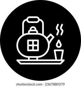 Teapot icon rounded white colour chinese new year vector element and symbol perfect.