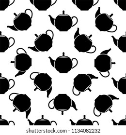 Teapot Icon Seamless Pattern, Tea Pot Icon Vector Art Illustration