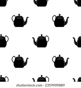 Teapot Icon Seamless Pattern, Tea Pot Icon, Tea Kettle Icon Vector Art Illustration