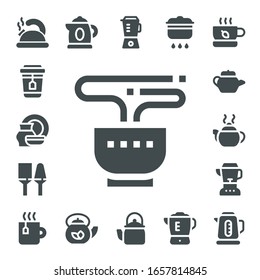 teapot icon set. 17 filled teapot icons. Included Teapot, Tea, Porcelain, Utensils, Tea pot, Blender, Kettle, Cooking icons