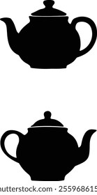 teapot icon set. Black silhouette on white background. Vector illustration.