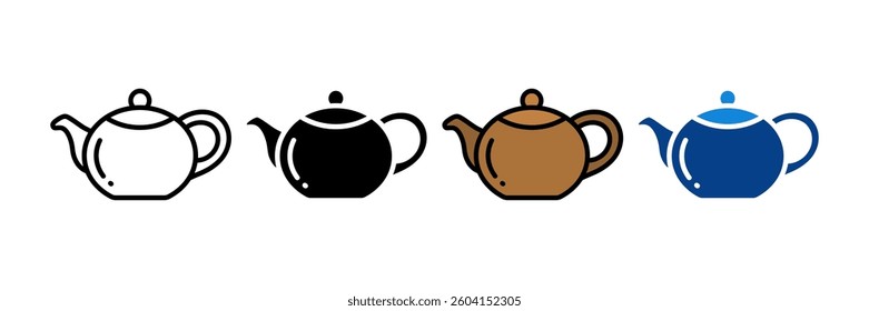 Teapot Icon Set Multiple Style Collection
