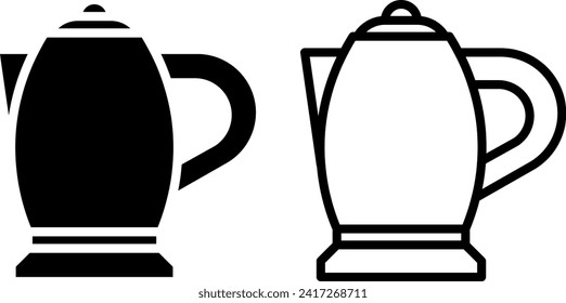 teapot icon, sign, or symbol in glyph and line style isolated on transparent background. Vector illustration