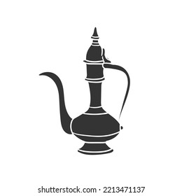 Teapot Icon Silhouette Illustration. Arabic Vector Graphic Pictogram Symbol Clip Art. Doodle Sketch Black Sign.