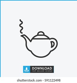 teapot icon. Simple outline teapot vector icon. On white background.