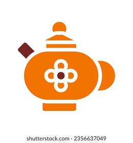 Teapot icon solid orange brown colour chinese new year vector element and symbol perfect.