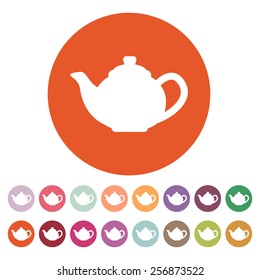 The teapot icon. Tea symbol. Flat Vector illustration. Button Set