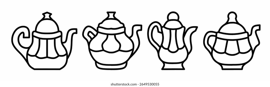 Teapot icon. Teapot thin line icon collection. Stock vector.