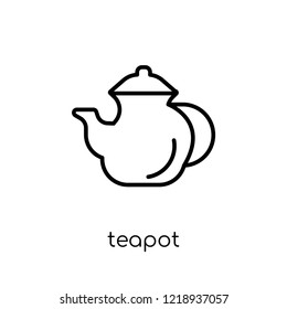 teapot icon. Trendy modern flat linear vector teapot icon on white background from thin line collection, outline vector illustration